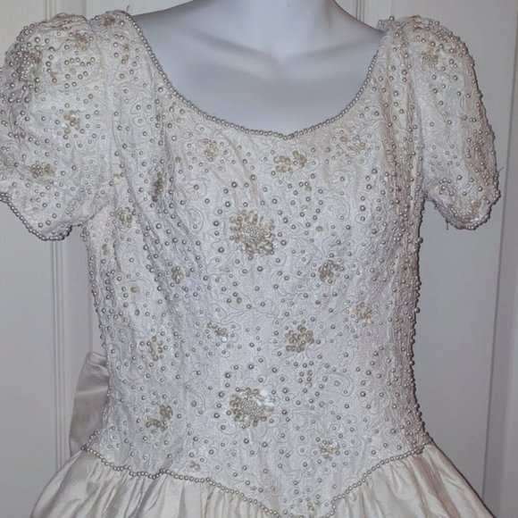 Vintage 90s Mori Lee Silk Wedding Dress - Picture 2 of 16